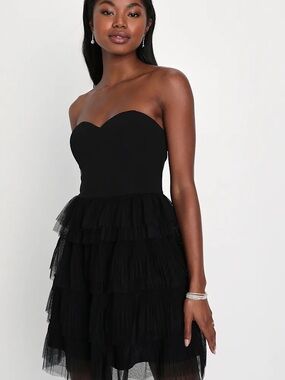 Lulu's Black Ruffled Cocktail Dress